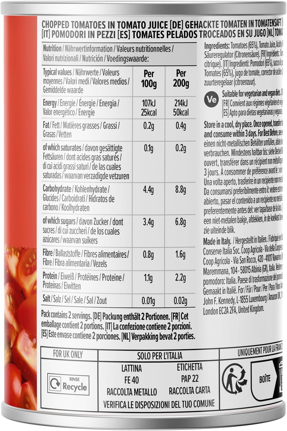 by Amazon Italian Chopped Tomatoes, 400g