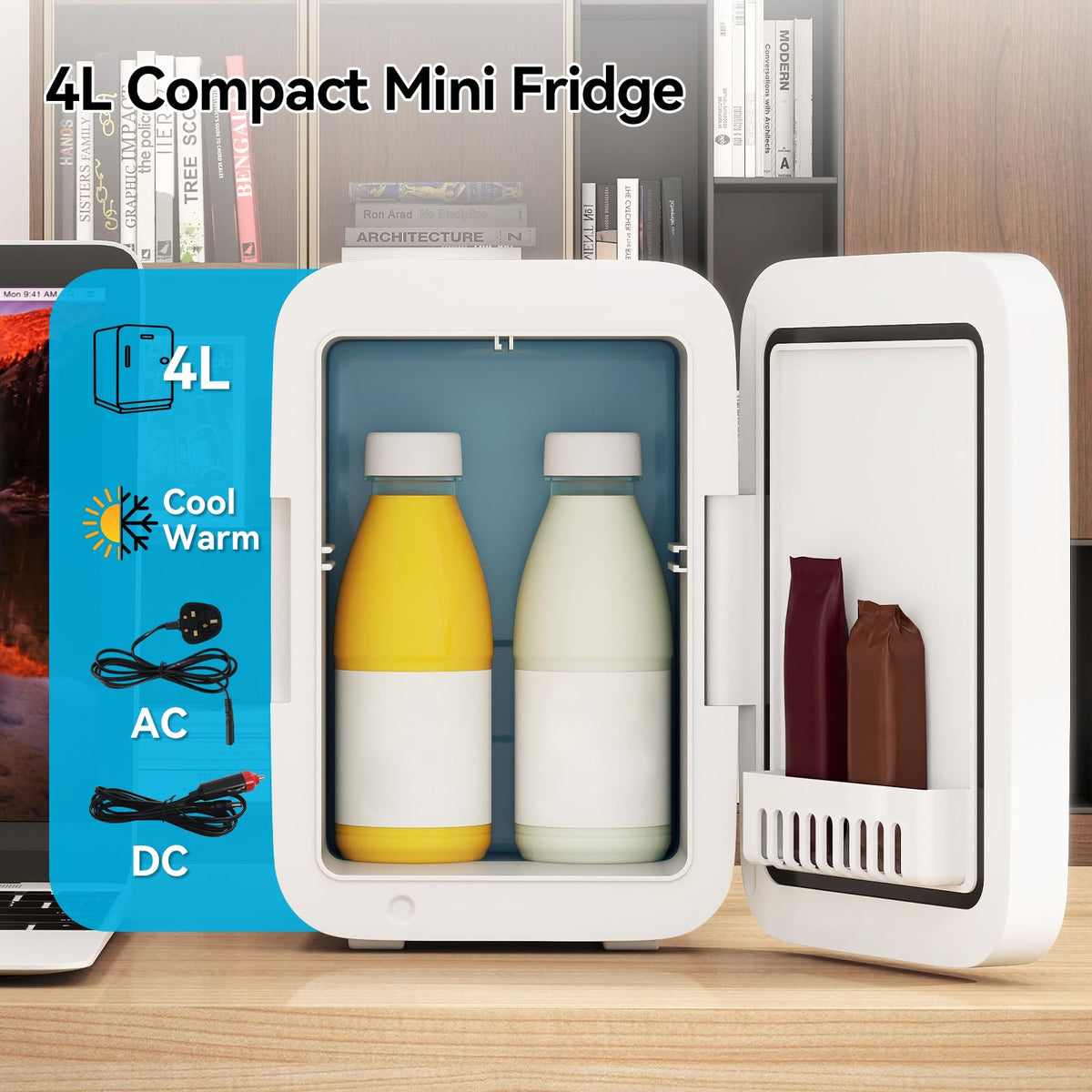 ARTETHYS Mini Fridge for Bedrooms, 10L Small Car Fridge, White