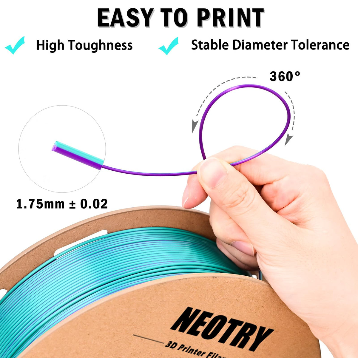 Silk Tri Colour PLA Filament 1.75mm 1kg, Multicolor 3D Printer Filament, Filament 3D Printing Materials for Most FDM 3D Printer, Silk PLA Red Yellow Blue, Rainbow PLA Filament 1.75mm ± 0.02