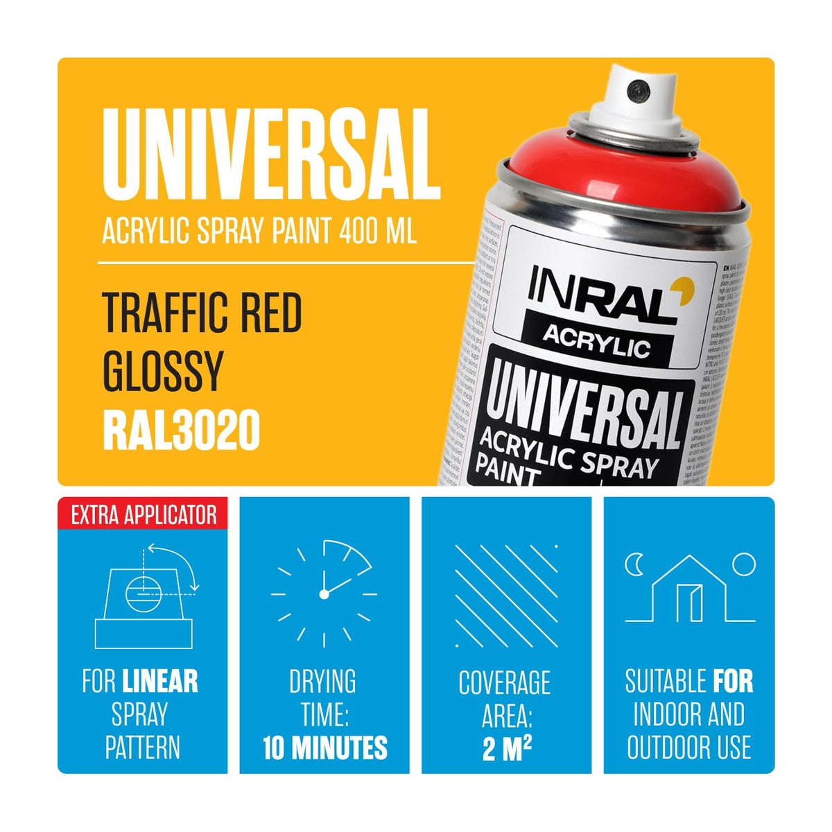 Acrylic Spray Paint Pure White Matt RAL9010 [400ml] – Universal Spray for Metal, Plastic, Wood & Stone – High-Coverage, UV & Rain Resistant – Indoor & Outdoor Use