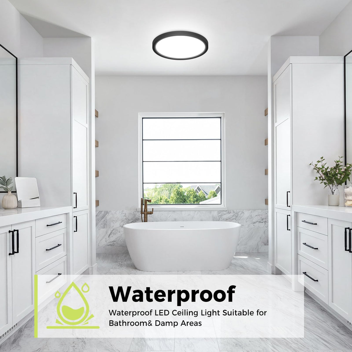 hepside 2 Pack Bathroom Ceiling Light 30cm, 3000K/3500K/4000K/5000K/6500K 5CCT LED Ceiling Lights, 24W, Modern, Waterproof, Round Flush Mount for Bathroom, Kitchen, Bedroom, Hallway