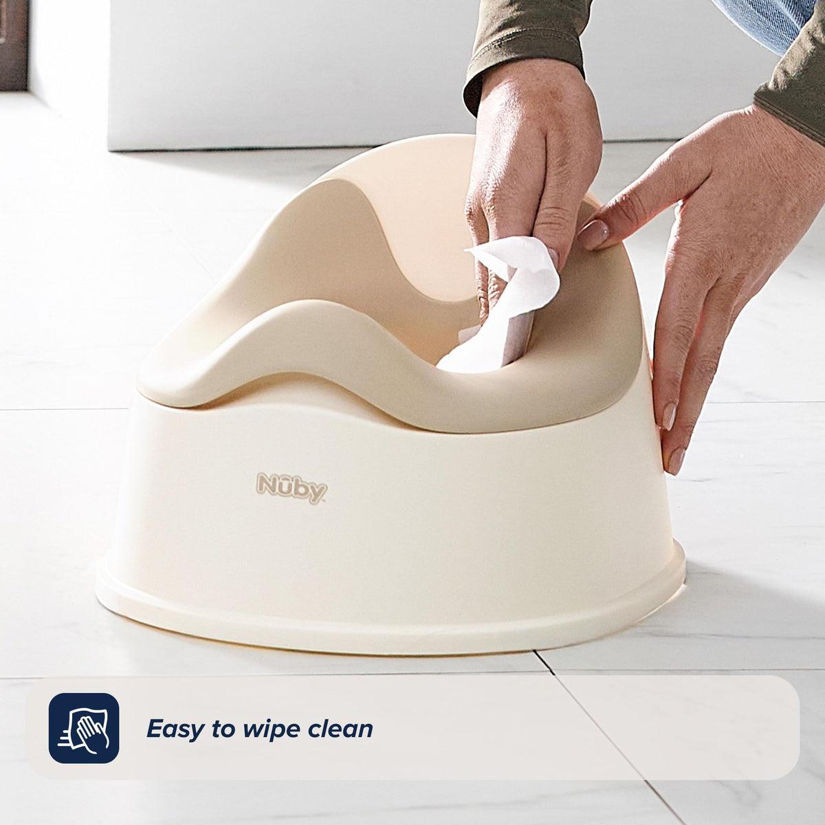 Nuby Beginner's Potty Training Seat with Removable Bowl and Integrated Splash Guard, Fun Transition to The Big Toilet, Non-Slip Base, Gray