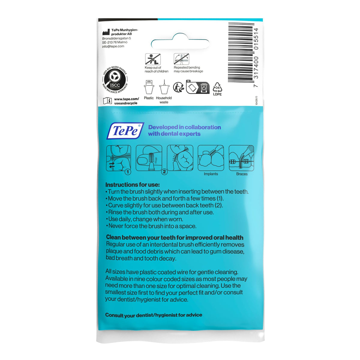 TePe Interdental Brush, Original, Blue, 0.6mm/ISO 3, 8pcs