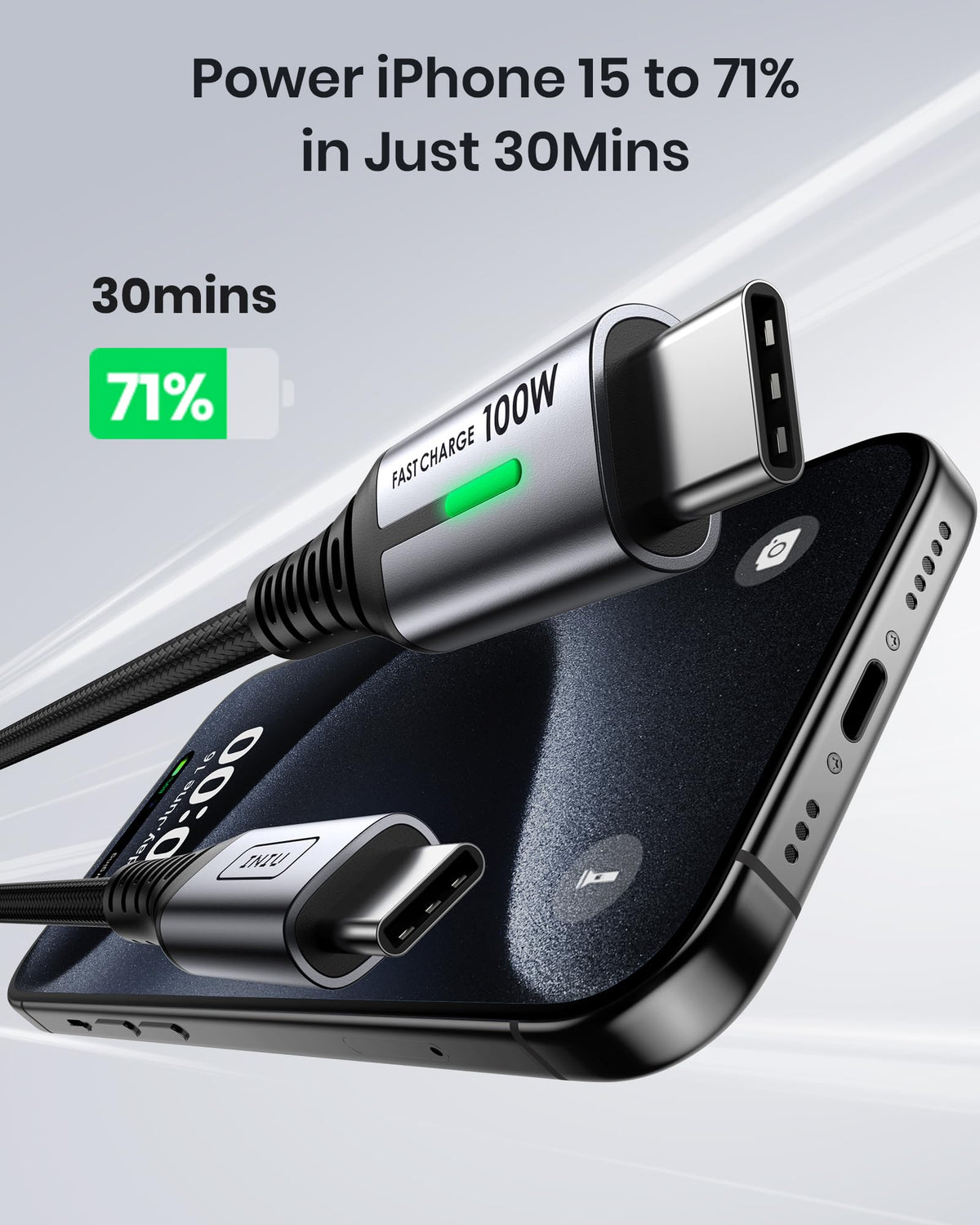 INIU USB C Cable, 2m 100W Fast Charging USB C to USB C Cable