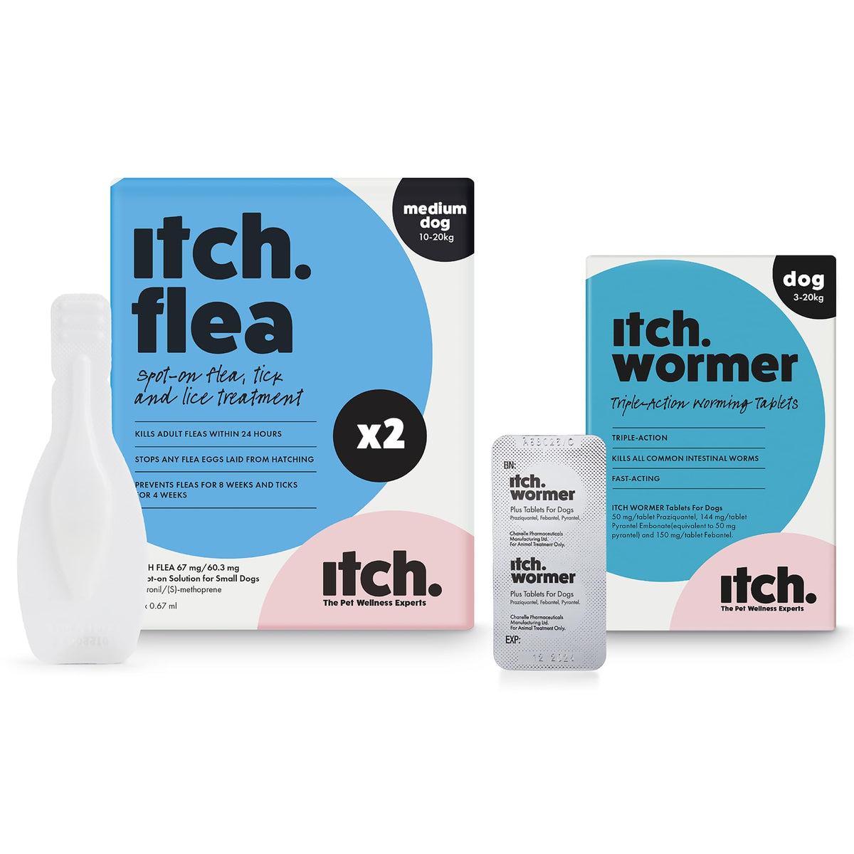 Itch Dog Wormer Tablets for Dogs 3-19kg - 4 Tablets