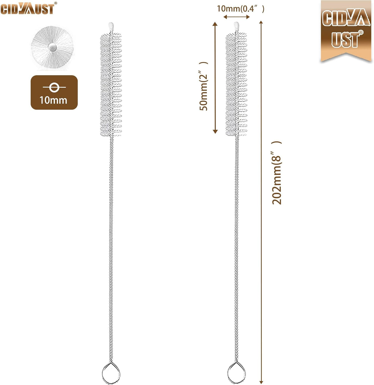 304 Stainless Steel Nylon Bristles Straw Cleaner Brush