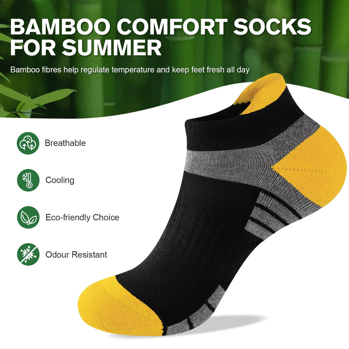 Bamboo Trainer Socks for Men Women Cushioned Ankle Socks