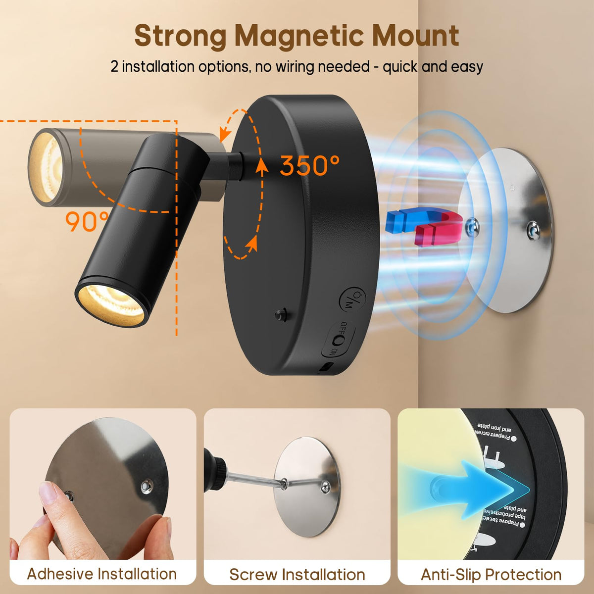 GOODEA Battery Operated Spot Light Indoor with Remote, Up to 30 Days, 3 CCT