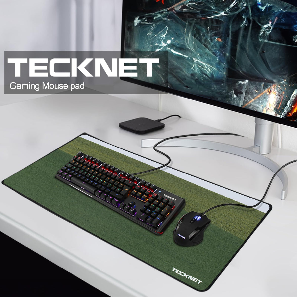 TECKNET Gaming Mouse Mat, 900x400x3mm Large Mouse Pad - Black