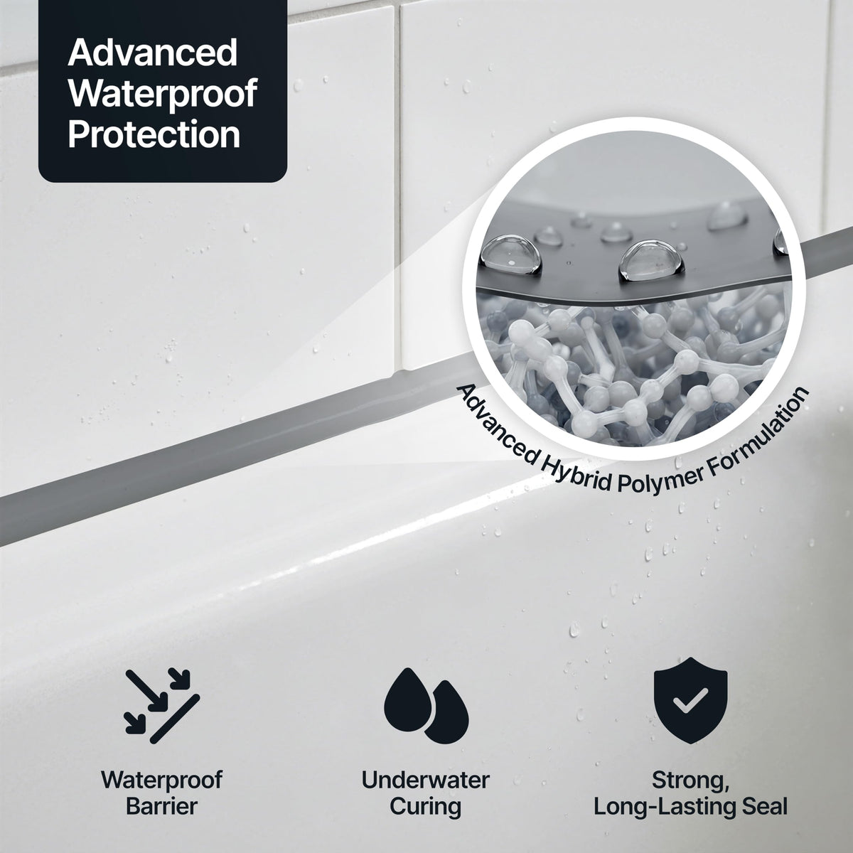 Hemway Kitchen & Bathroom Crystal Clear Sealant & Adhesive 300ml 3 Pack