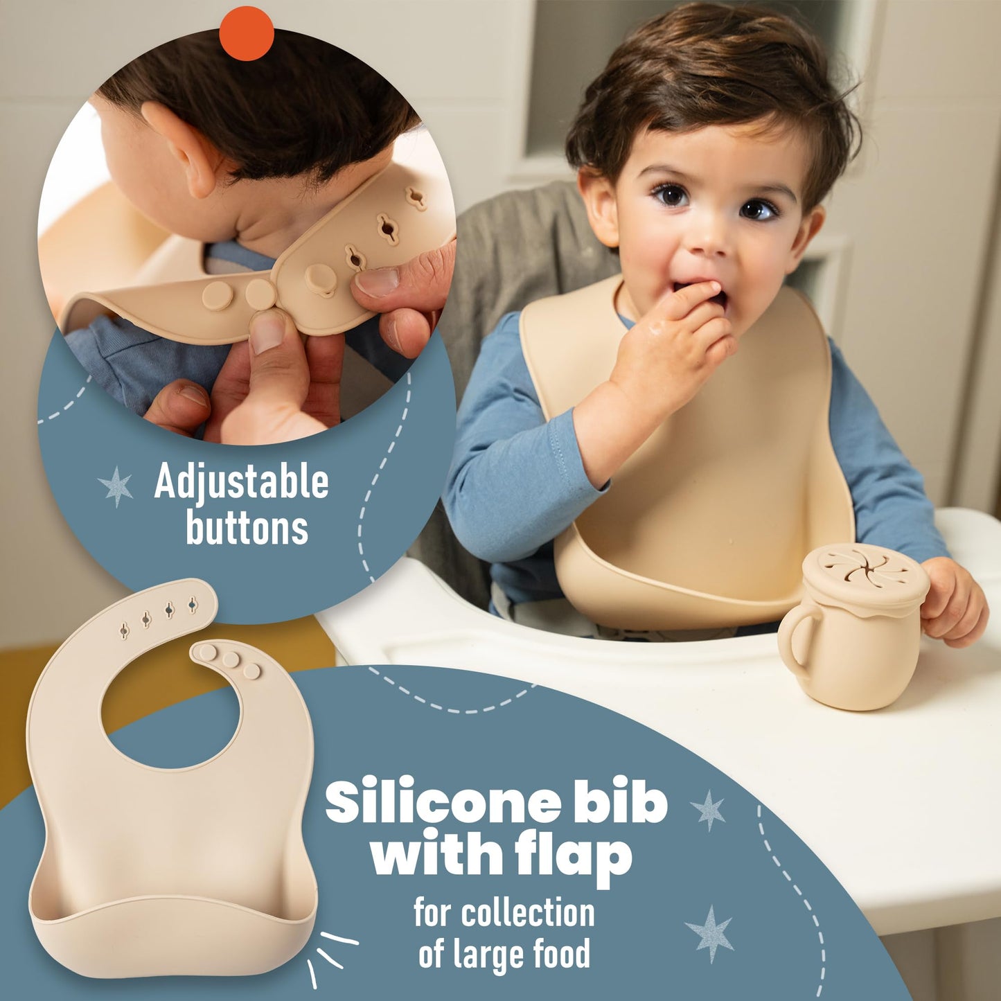 Baby Weaning Set - Silicone Baby Feeding Set with Bag for Travel or Storage at Home - Baby Fruit Feeder and Baby Bottle with Spoon Included