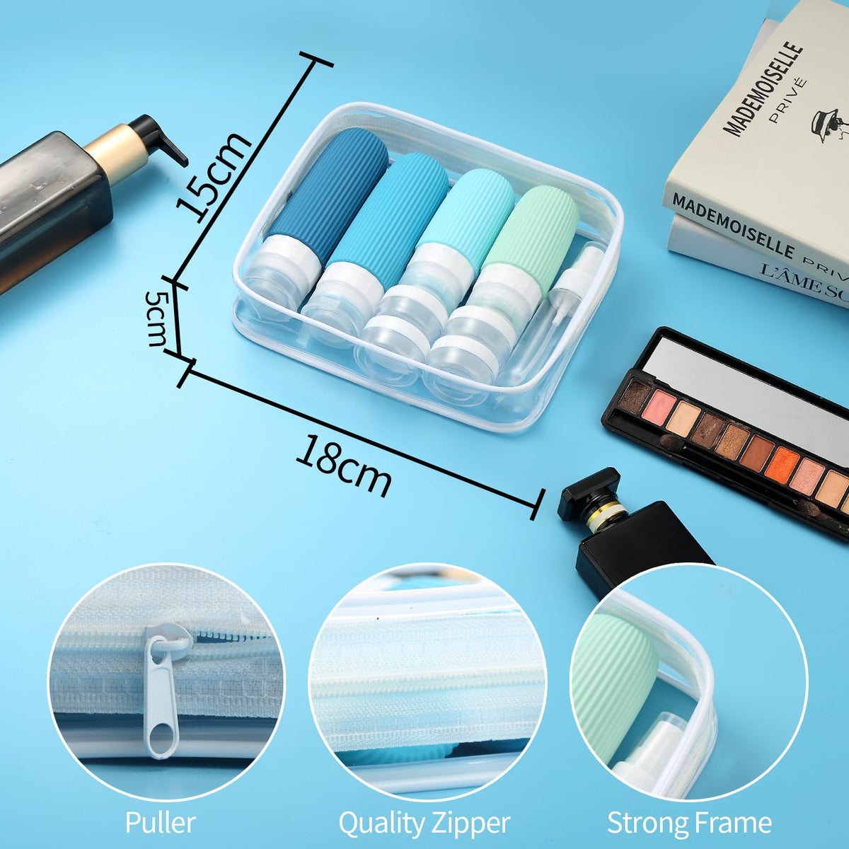 Mrsdry Travel Bottles for Toiletries, 16 Pack Silicone Travel Bottles Set, Leakproof Travel Size Toiletries, BPA Free Travels Containers for Toiletries, Traveler Accessories for Shampoo Conditioner