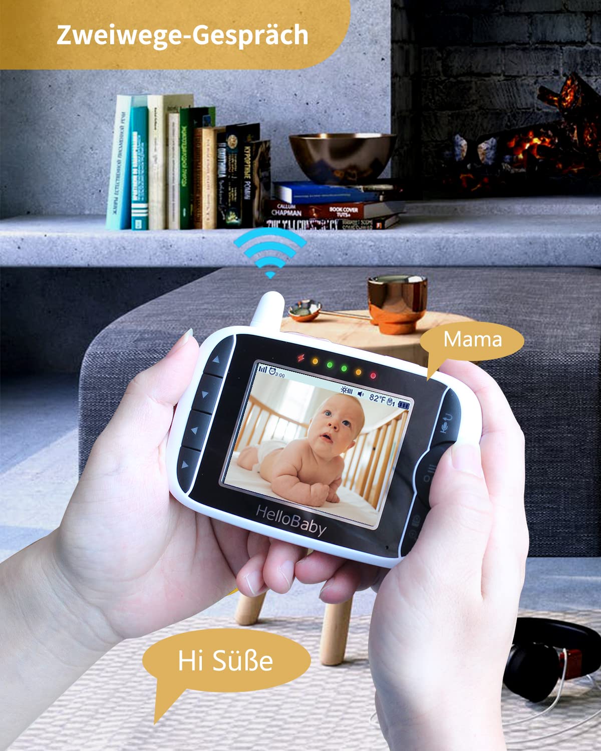 HelloBaby Baby Monitor,29-Hour Battery Life,Upgrade Baby Monitor with Camera and Night Vision,No Wifi,355°/120° Remote Pan Tilt Camera 2x Zoom, ECO Mode,2-way talk,Up to 1000ft,Temperature
