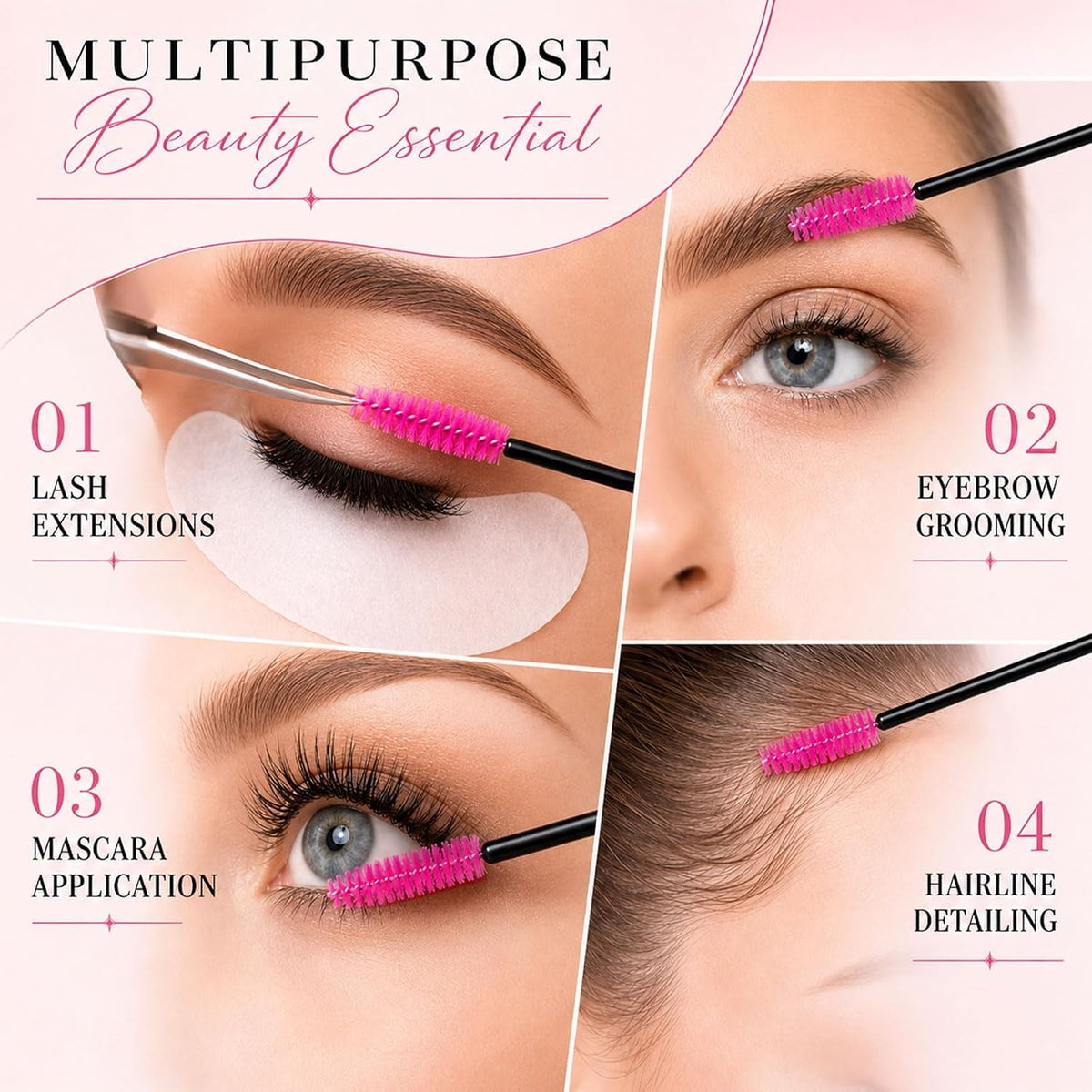 G2PLUS 100 PCS Black Disposable Eyelash Brushes Spoolies: