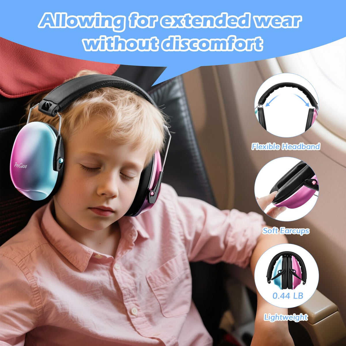 ProCase Ear Defenders for Children/Toddlers 3-16 Years SNR 27dB -Blue