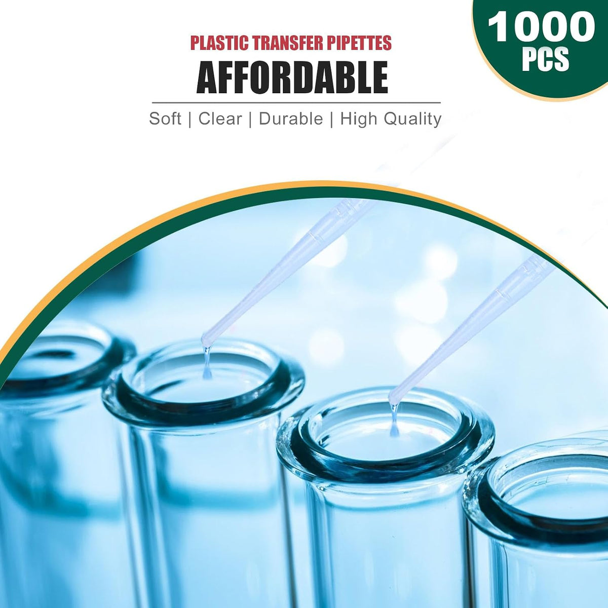 moveland 𝟭𝟬𝟬𝟬𝗣𝗰𝘀 𝟯𝗺𝗹 Dropper Pipettes- Plastic Transfer Pipette for Lab Science, Essential Oil, DIY Art, Medicine - Excellent Suction Without Leakage