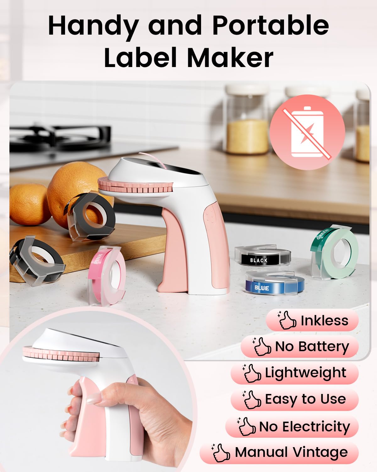 Phomemo Embossing Label Maker,Embossed Label Maker Machine with Tape