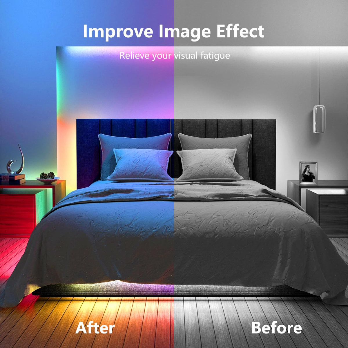 Led Strip Lights 1M/3.28ft, TV LED Backlight with Smart App Control Remote, 5050 RGB Music Sync Colour Changing, USB Smart LED Strip Light for TV,Computer, Monitor, Bedroom, Party and Home Decoration
