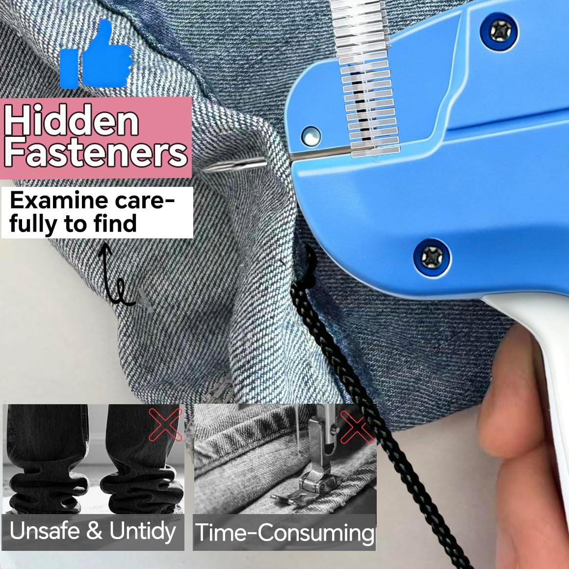 Stitchy Quick Clothing Fixer, Mini Stitch Gun for Clothes, Clothing Stitch Tagging Gun with Case,Stitchy Tool with 6 Needles,1500 Black & 1500 White 5mm Micro Fasteners