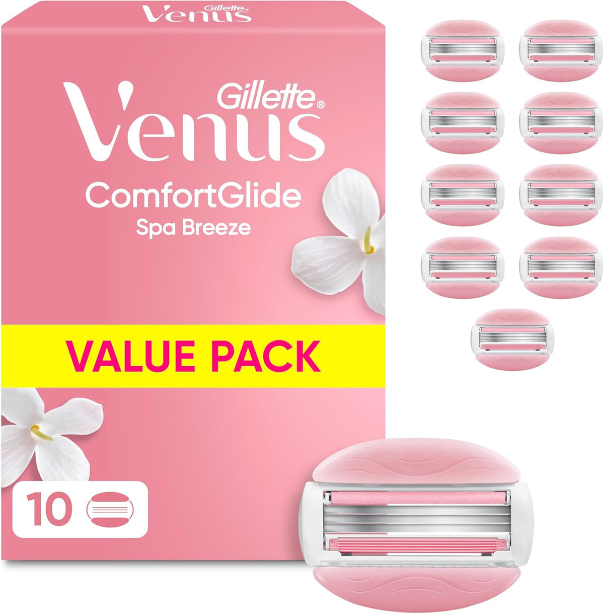 Gillette Venus Comfortglide Spa Breeze Women's Razor Refills, Pack of 10