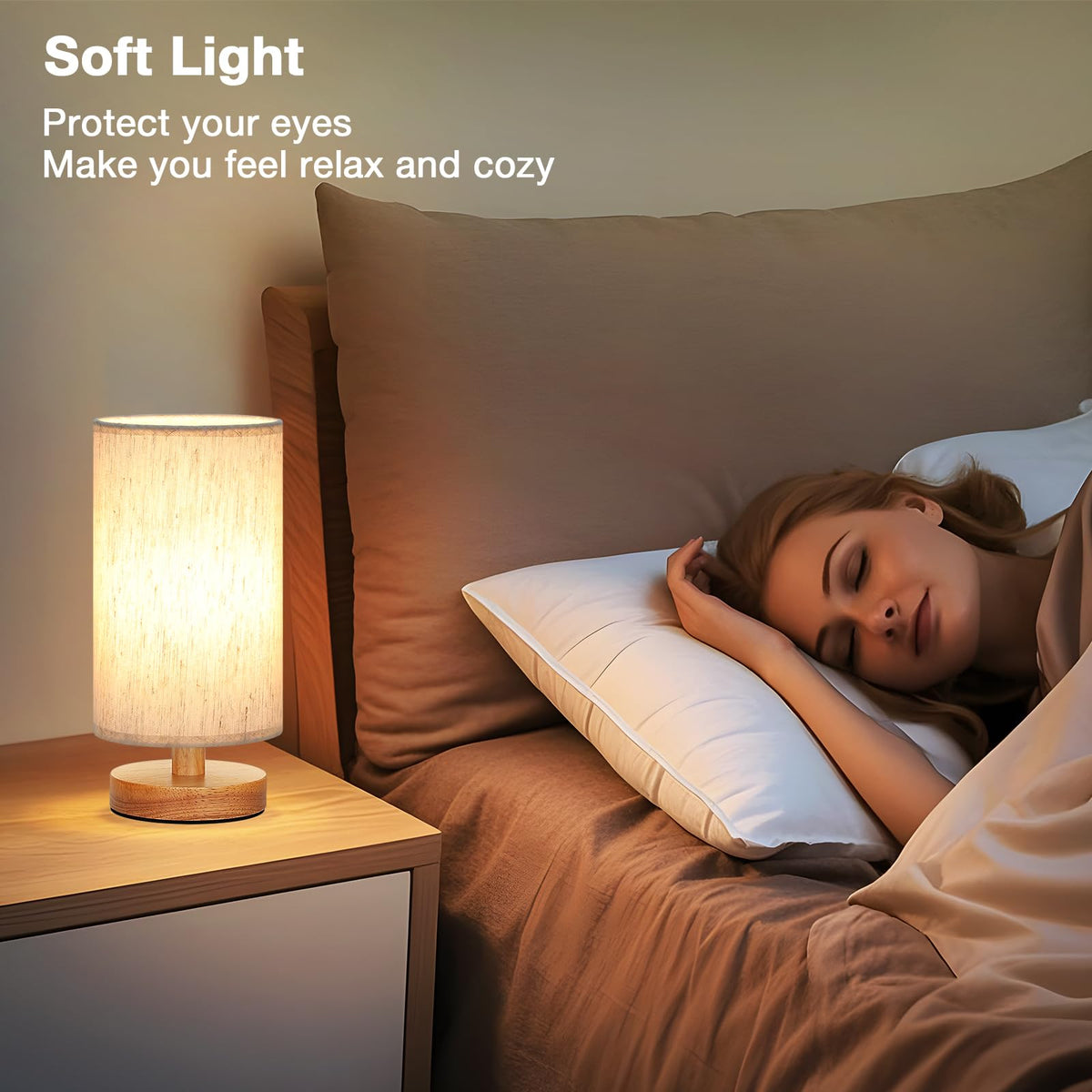 Aooshine Bedside Lamps, 3000K Warm Table Lamp for Bedroom Living Room