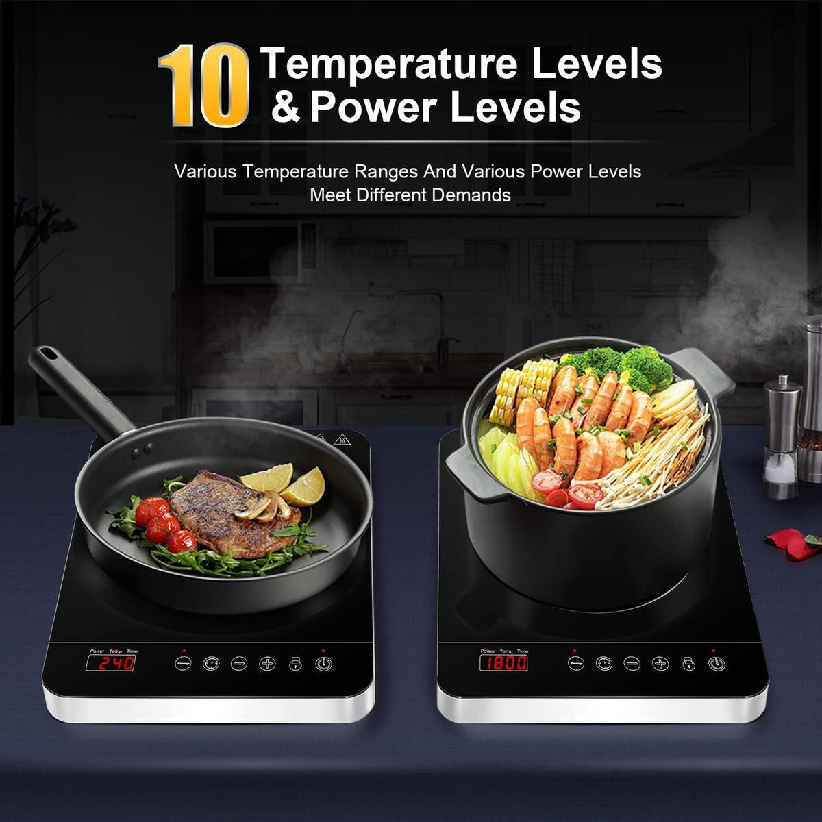 Aobosi Single Induction Cooker,Portable Induction Hob with Ultra-thin Body(32 * 26 * 4.2),20 Power and Temperature levels,Booster Function 2000W,Safety Lock,10H Timer,Black