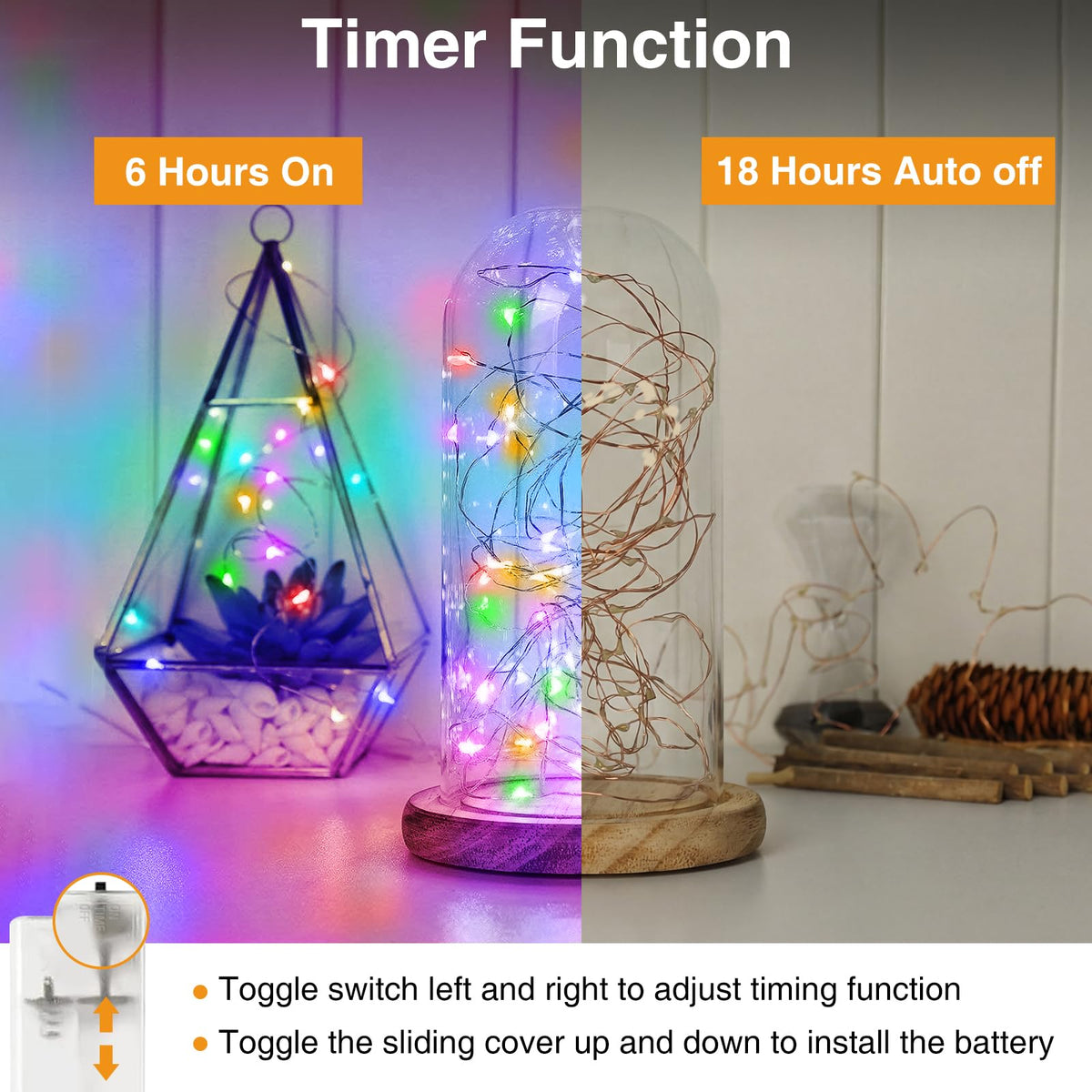 litogo Halloween Orange Fairy Lights Battery Operated with Timer, 3M 30 LED