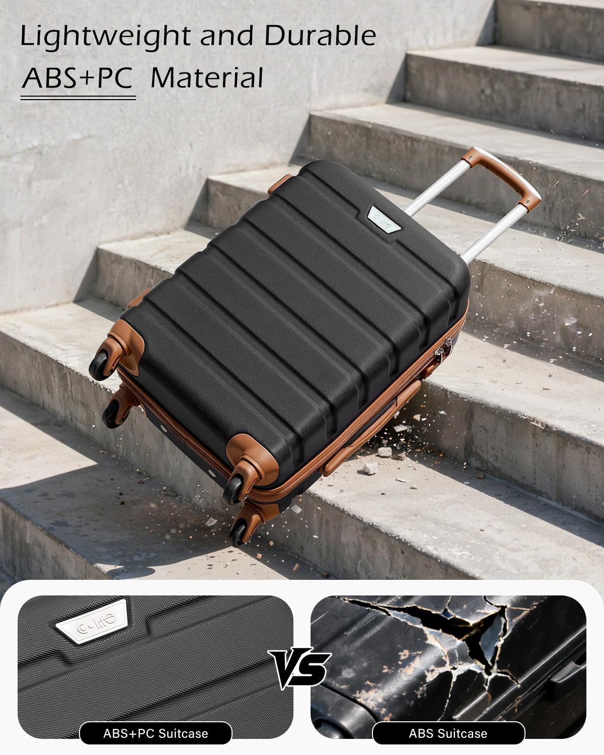 COOLIFE 28 Inch Large Suitcase, ABS+PC, Lightweight Hard Shell Luggage