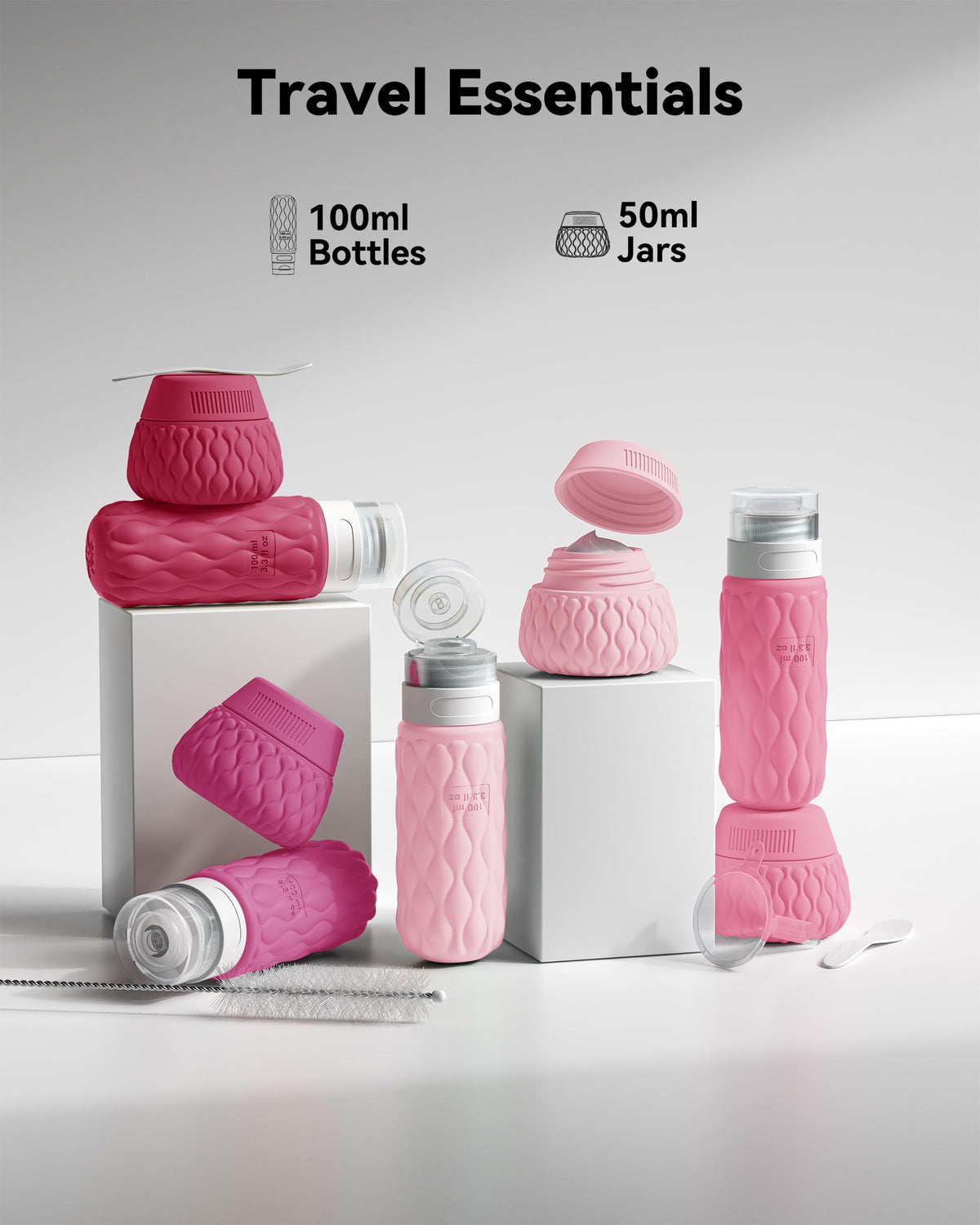 100ml Silicone Travel Bottles for Toiletries for Shampoo and Conditioner