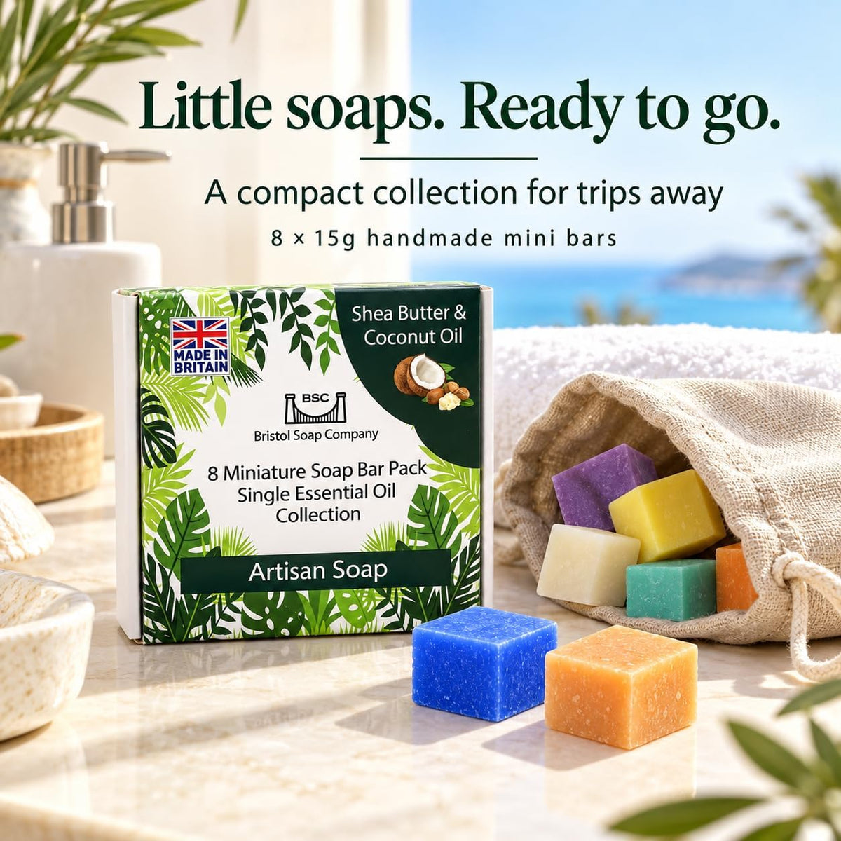 Artisan Mini Soap Bar Pack, 8 Handmade Soaps (8 x 15g)