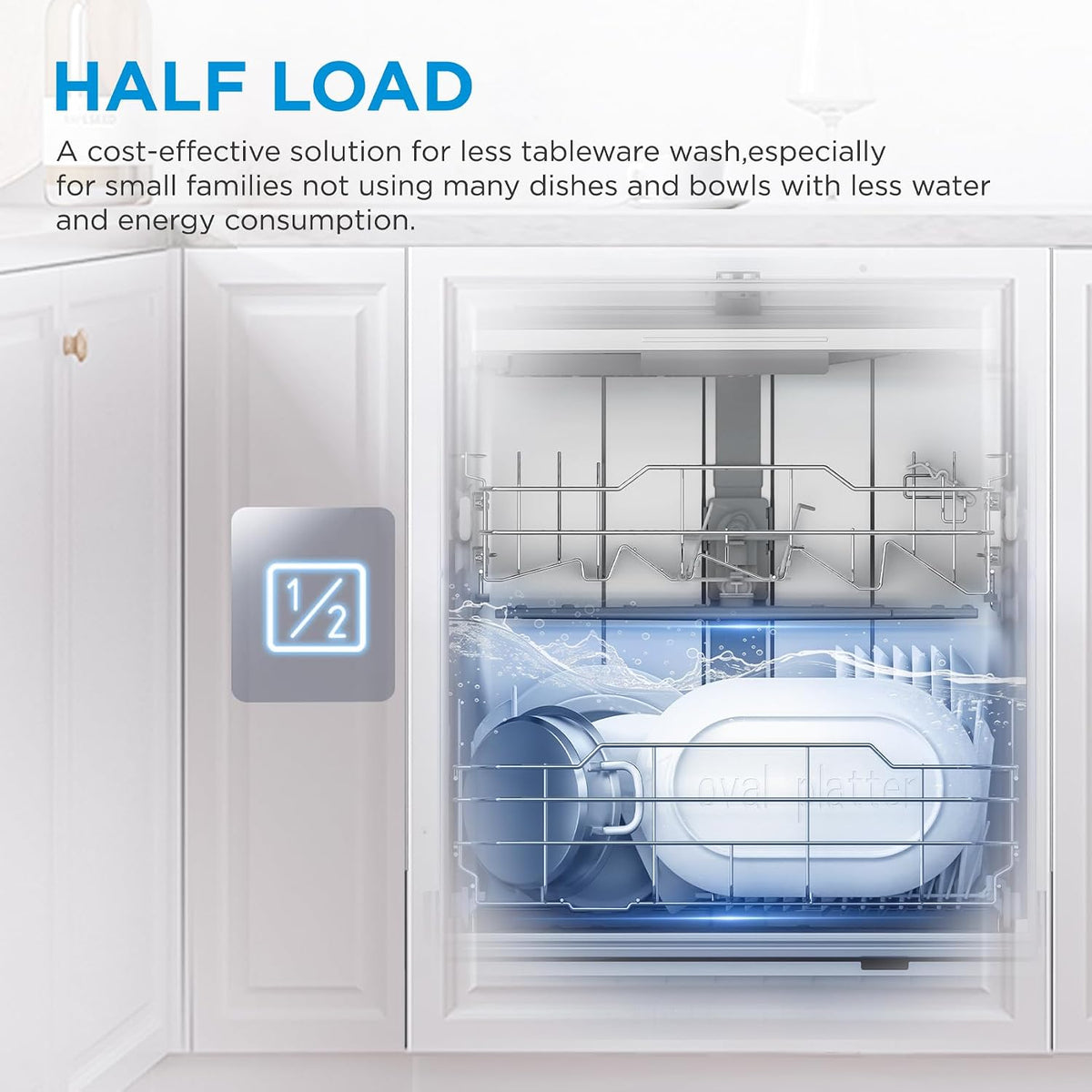 Midea 60cm Freestanding Dishwasher, 14 Settings, Stainless Steel