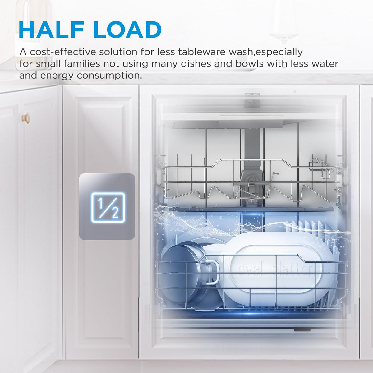Midea 60cm Freestanding Dishwasher, 14 Settings, Stainless Steel