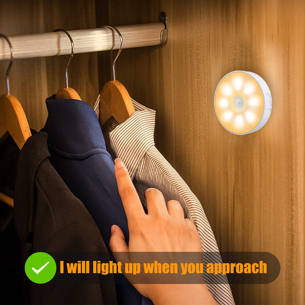 Motion Sensor Lights Indoor, 3 Pack Night Light, Warm Yellow