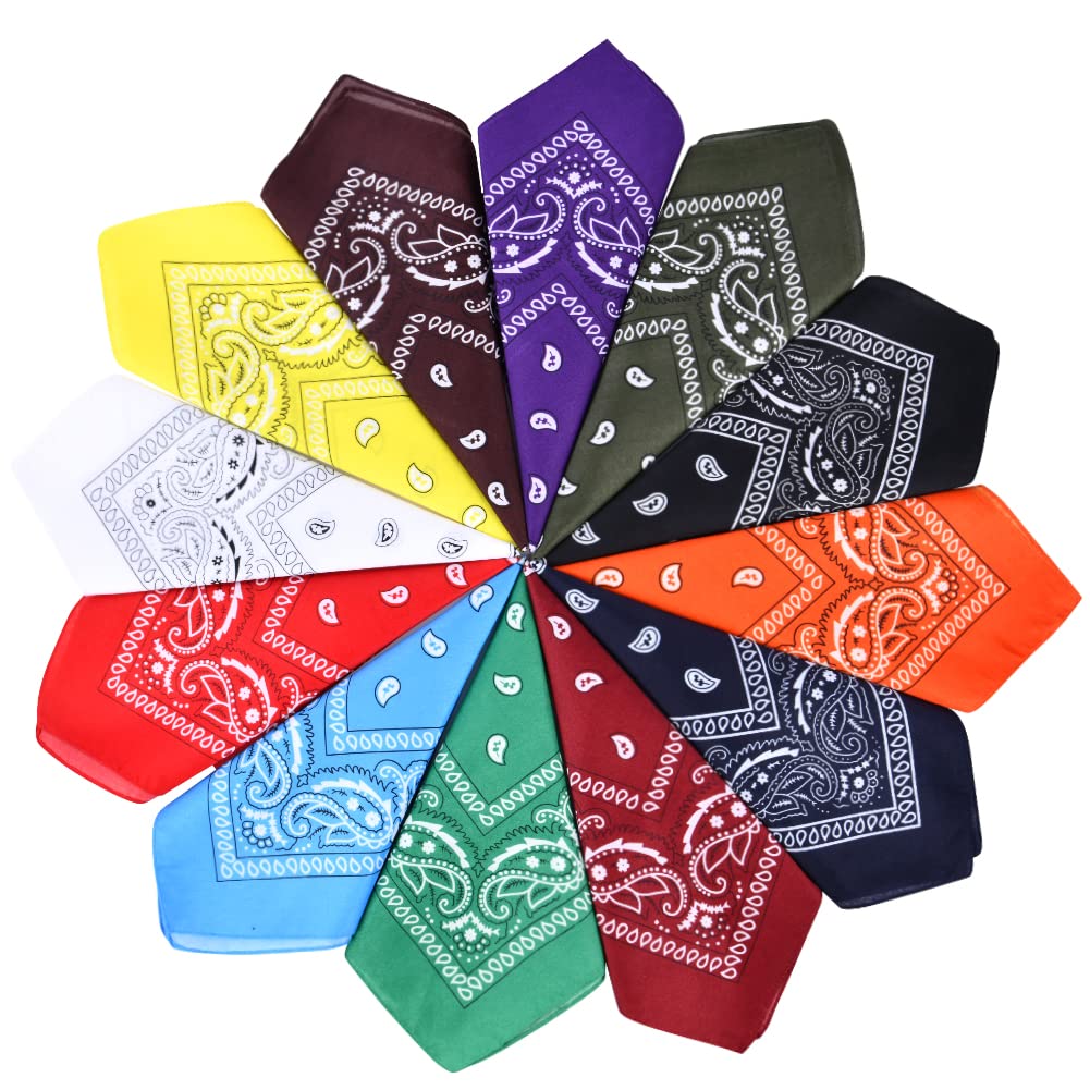 Aomig Bandana Head Scarf for Men and Women, Stylish Cowboy Headband Handkerchief, Multi-purpose Hair Scarf Paisley Print Unisex Headwraps, Bib Party Face Covering Headwear for Motorcycling