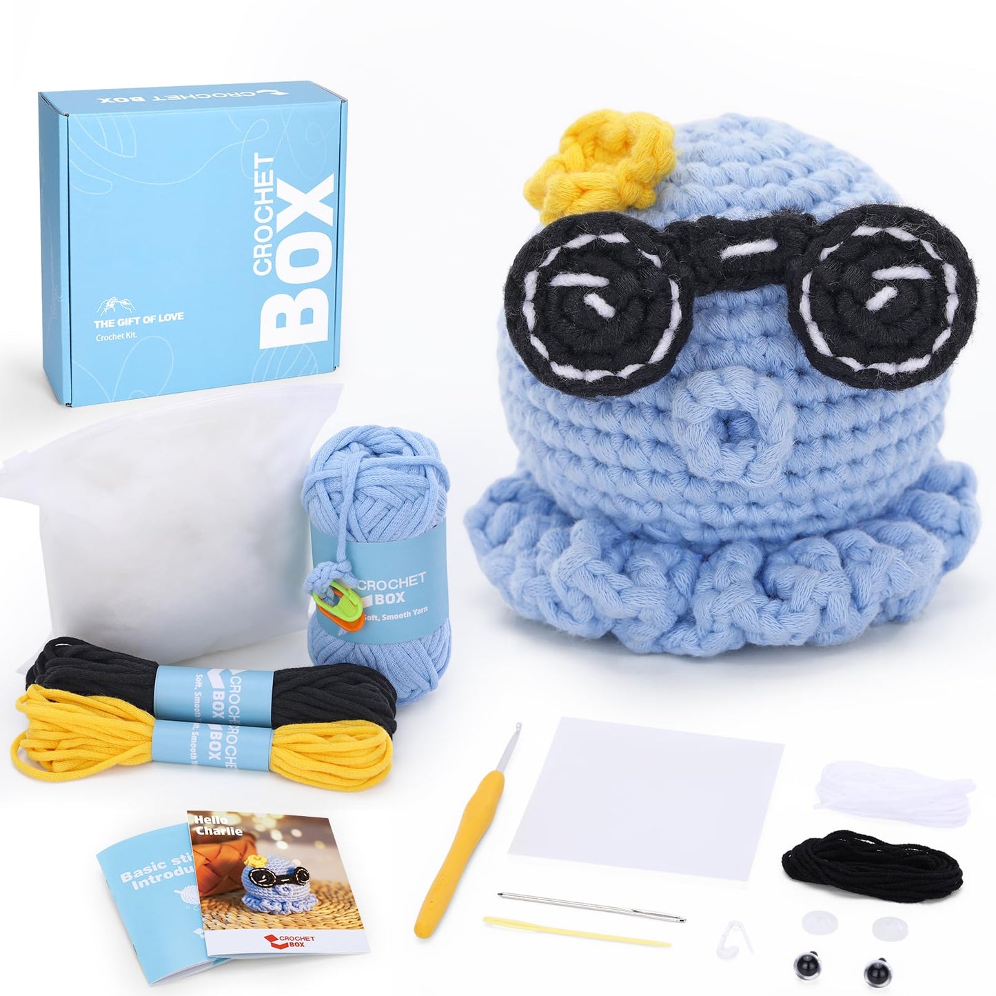 CROCHET BOX Complete Crochet Kit for Beginners - Highland Cow Crochet Kit, Include Video Tutorial, Instruction, Soft Yarn, Birthday Gift for Adults.