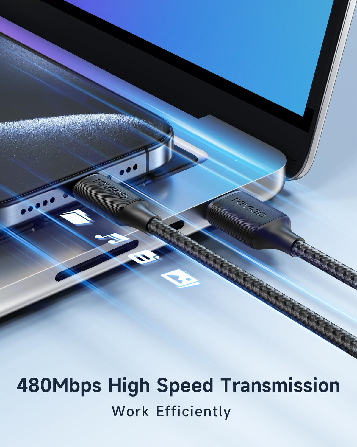 RAVIAD USB C Charger Cable 3M Long Type C Cable Fast Charging 3.1A Braided
