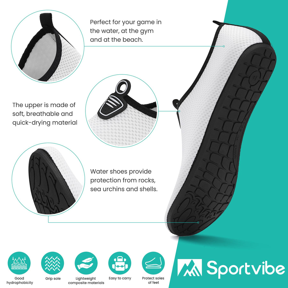 sportvibe Water Shoes Beach Swim Sea Shoes for Men Women
