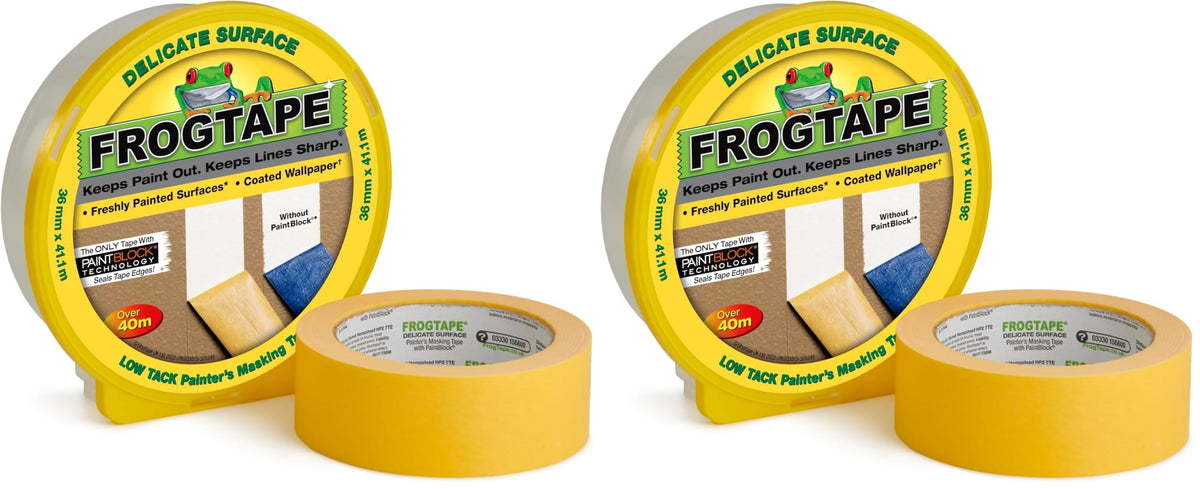 Frog Tape Yellow Delicate Surface Painters Masking Tape 24mm x 55m. Indoor painting and decorating for sharp lines and no paint bleed