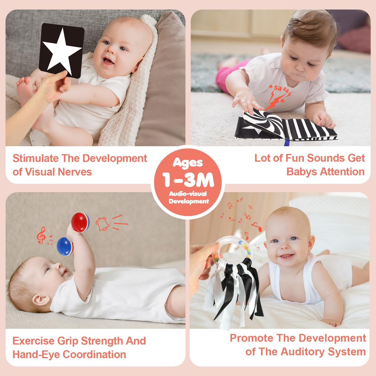 URMYWO Baby Toys, Black and White Sensory Toys Brain Development