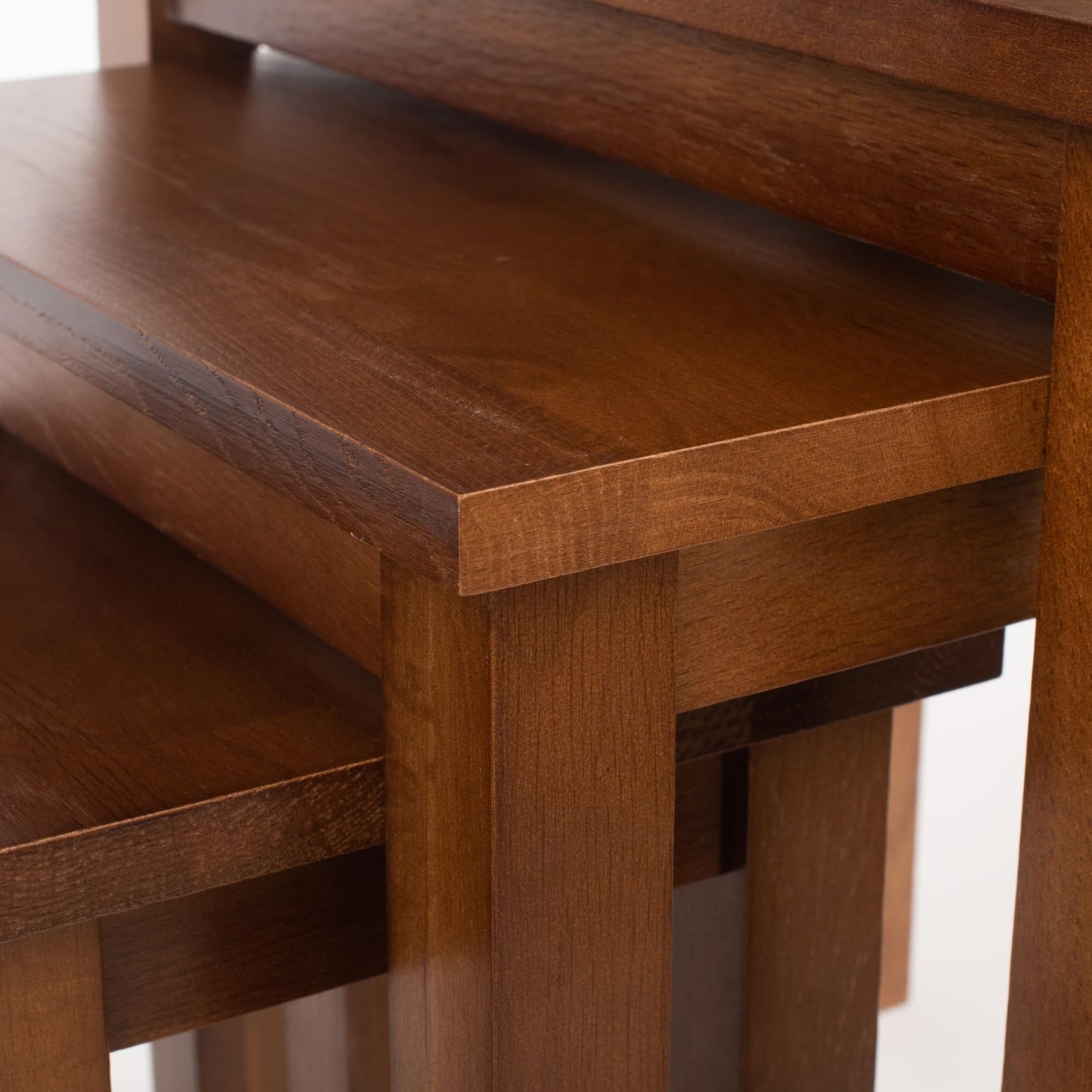 Oak 3 Nest of Tables, Solid Wooden Nesting Tables, Wooden Table Lamp, Plant Table, Multifunctional Nested Coffee Table, Side Tables for Living Room