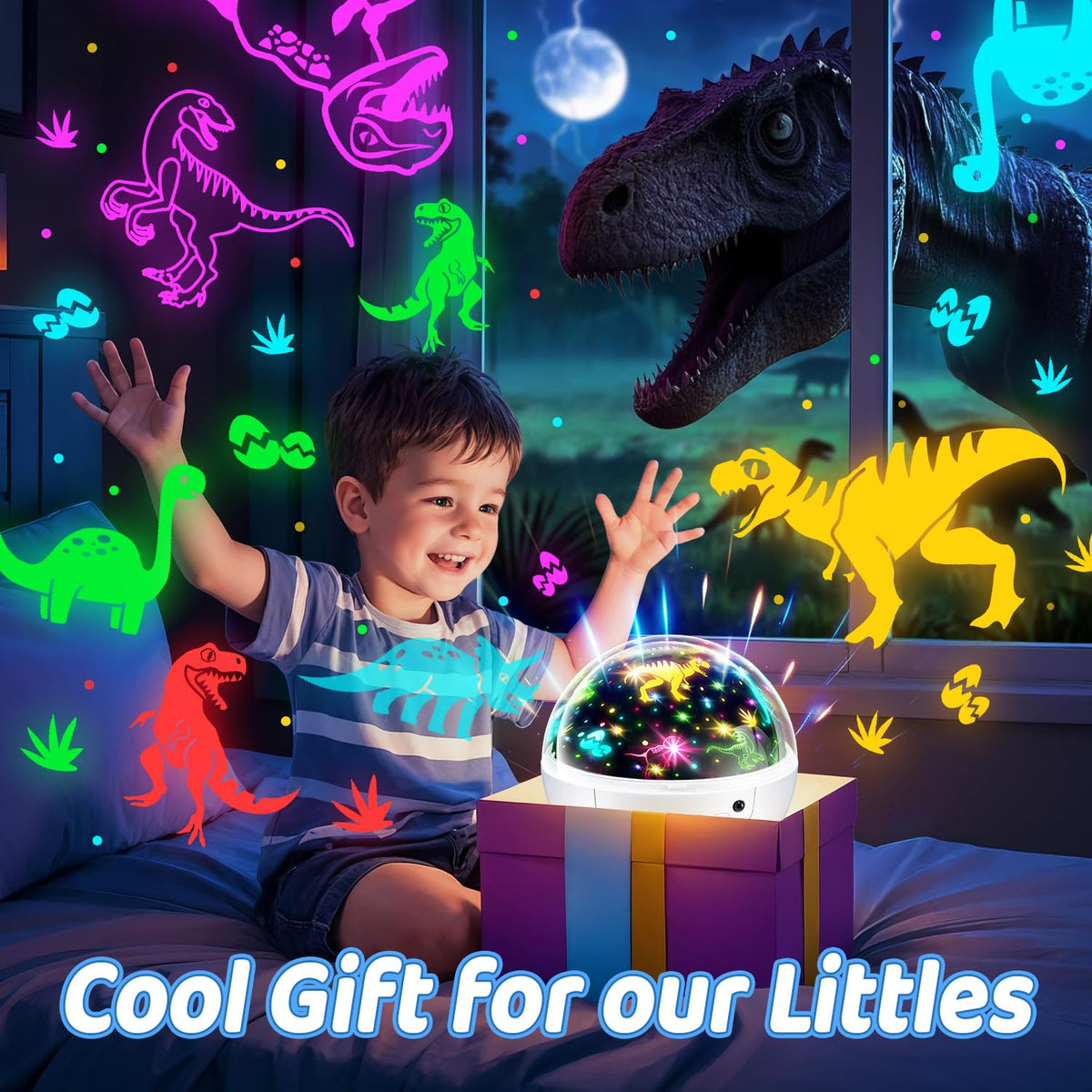 Dinosaur Toys for Boys,3HD Films Night Light Projector,31 Colors Boy Toys