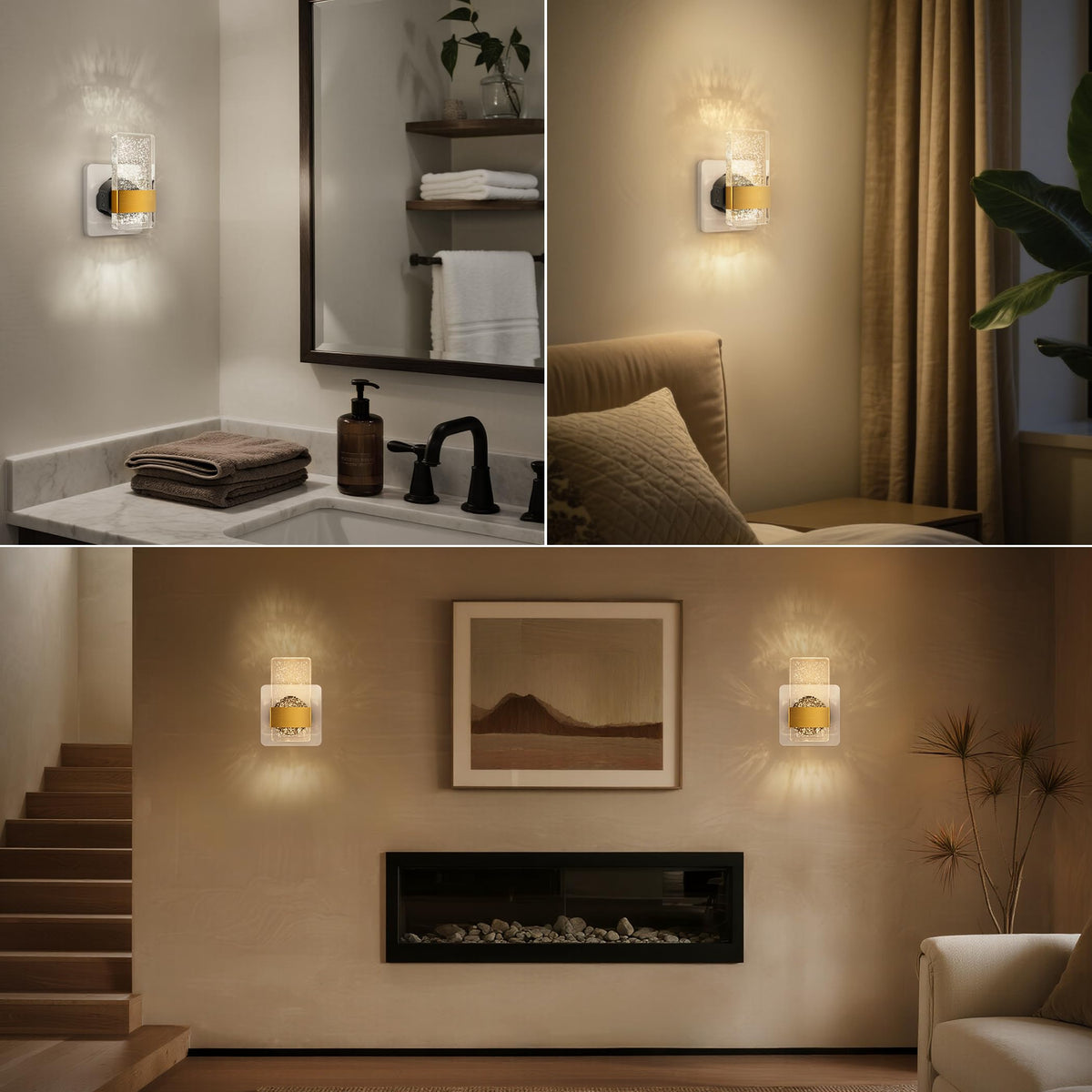 Night Light Plug in Wall with Dusk to Dawn Sensor Modern 2 Pack Gold