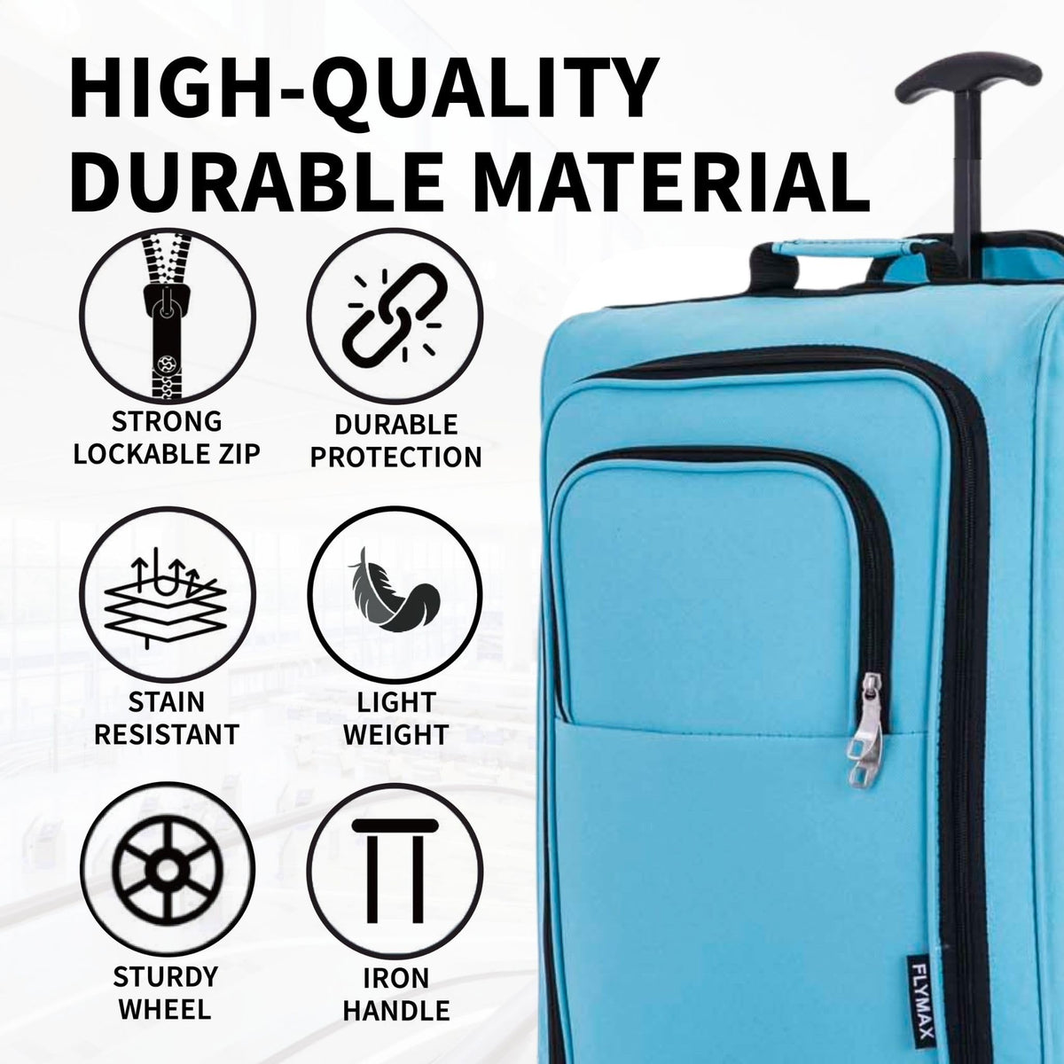 Easyjet 45x36x20 Carry on Suitcase Approved Underseat Cabin Bag Case Lightweight Hand Luggage 1.3kg 33L Black