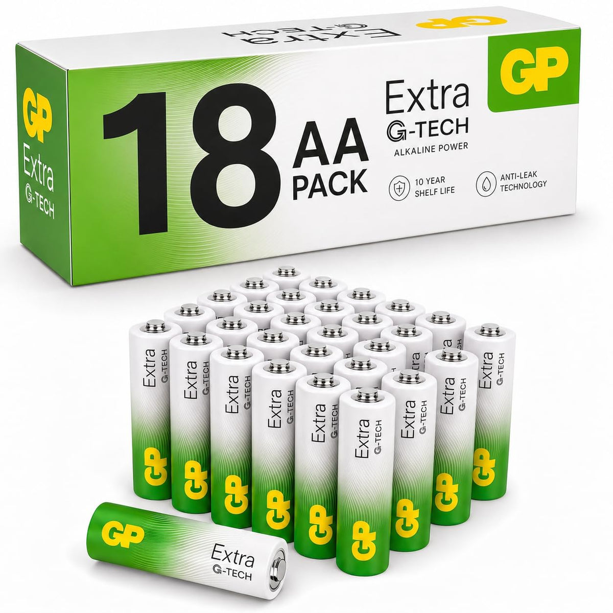 GP Extra AAA Batteries Bulk Pack of 36 1.5V Alkaline 10 Yr Life - Anti-Leak