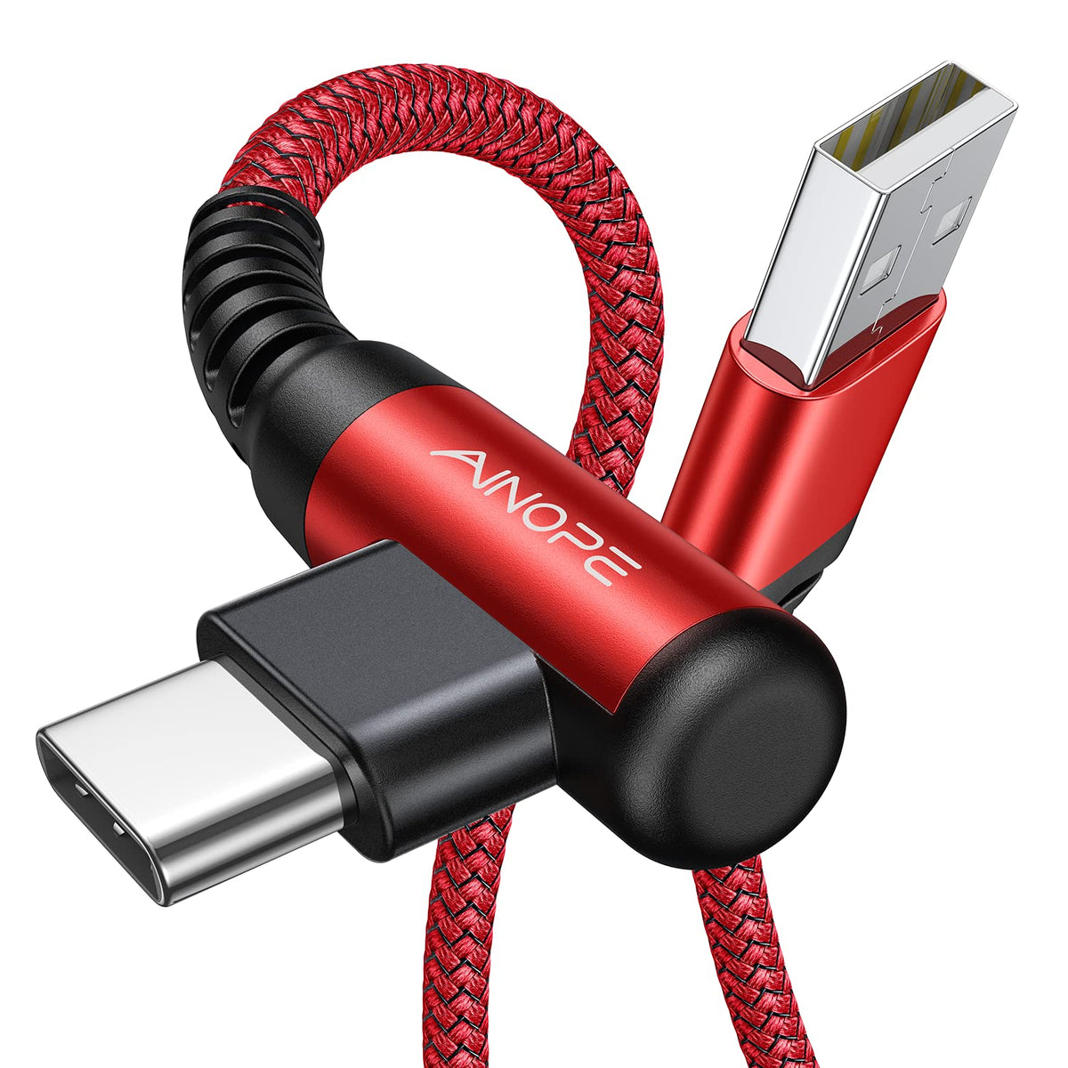 AINOPE USB C Charger Cable,(2Pack 2M) 3.1A Right Angle USB to USB C Cable