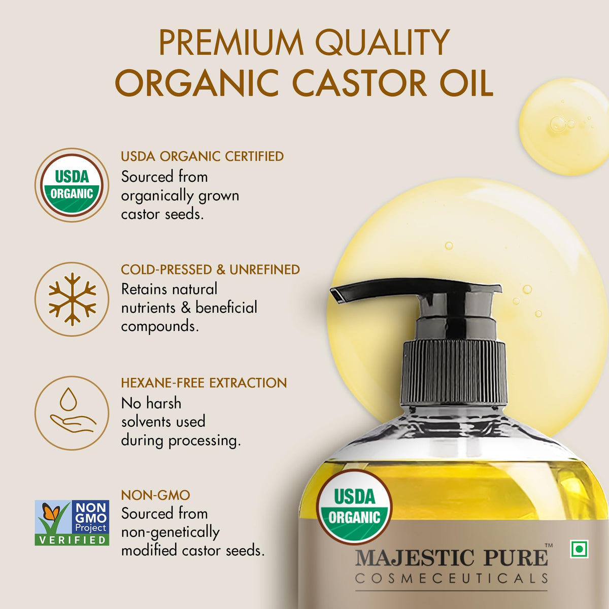 Majestic Pure Vitamin E Oil 100% Pure and Natural Oil - 236 ml
