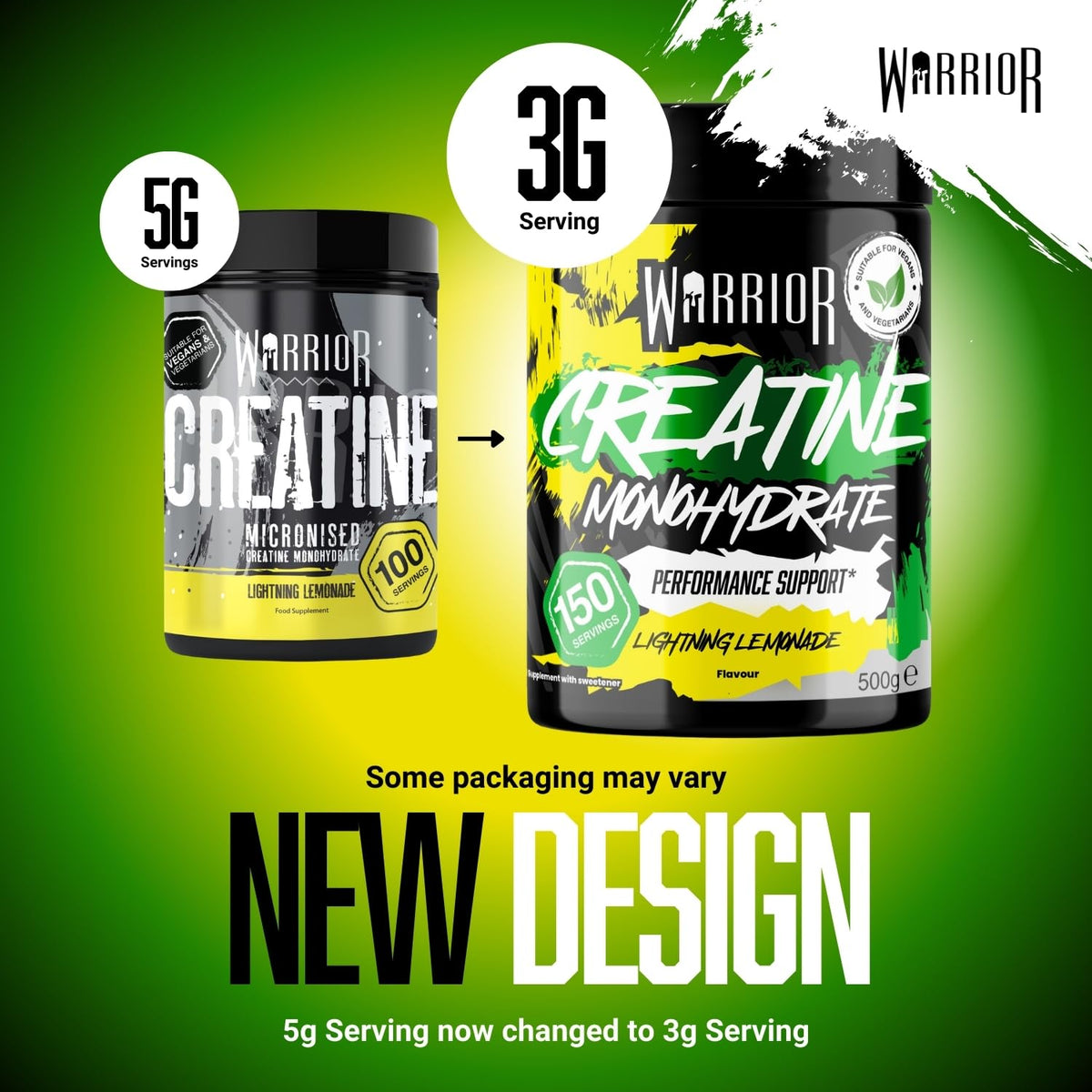 Warrior Creatine Monohydrate Powder 500g Pure Micronised (166 Servings)