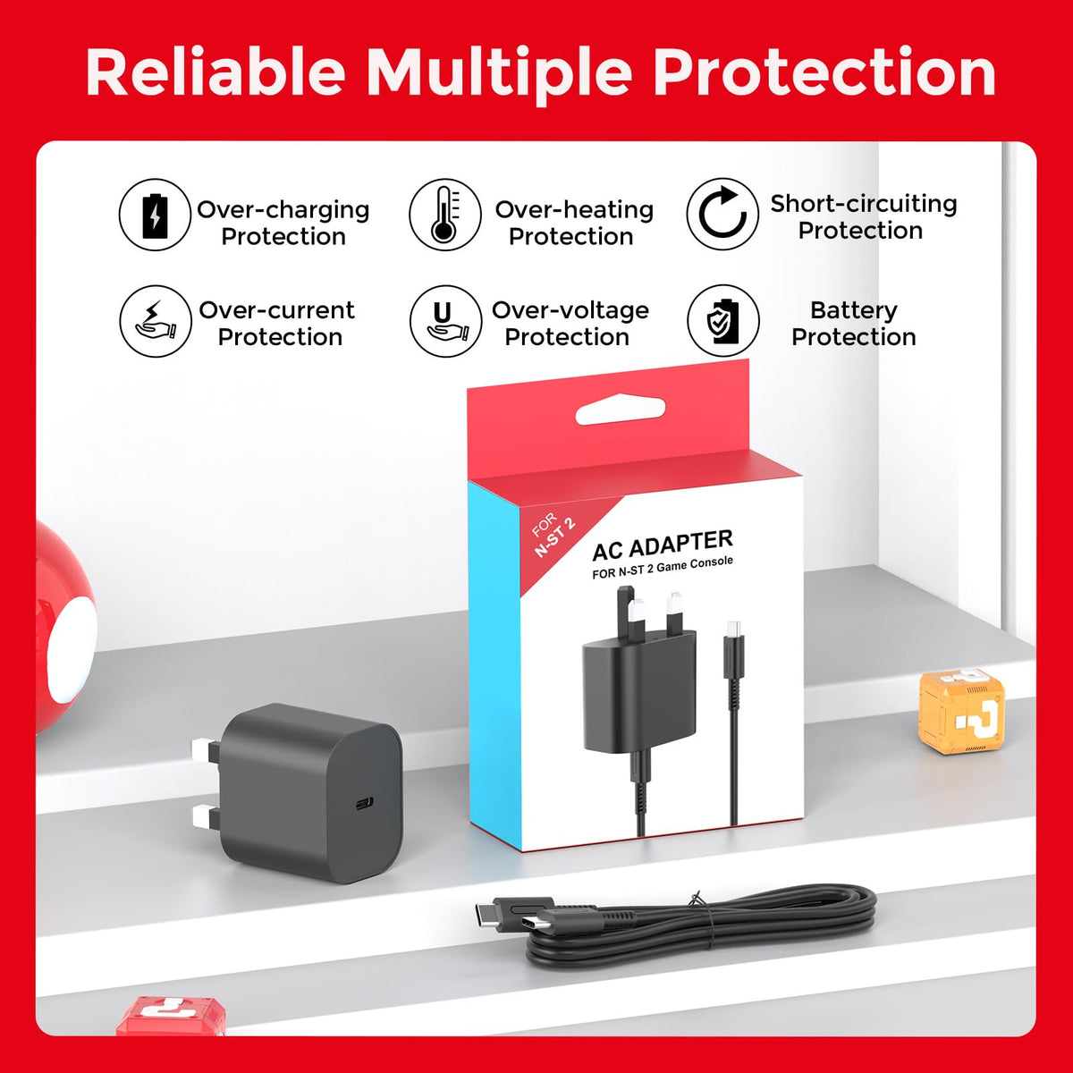 Charger for Nintendo Switch 2, 60W Fast Charging with 10FT/3M USB C Cable