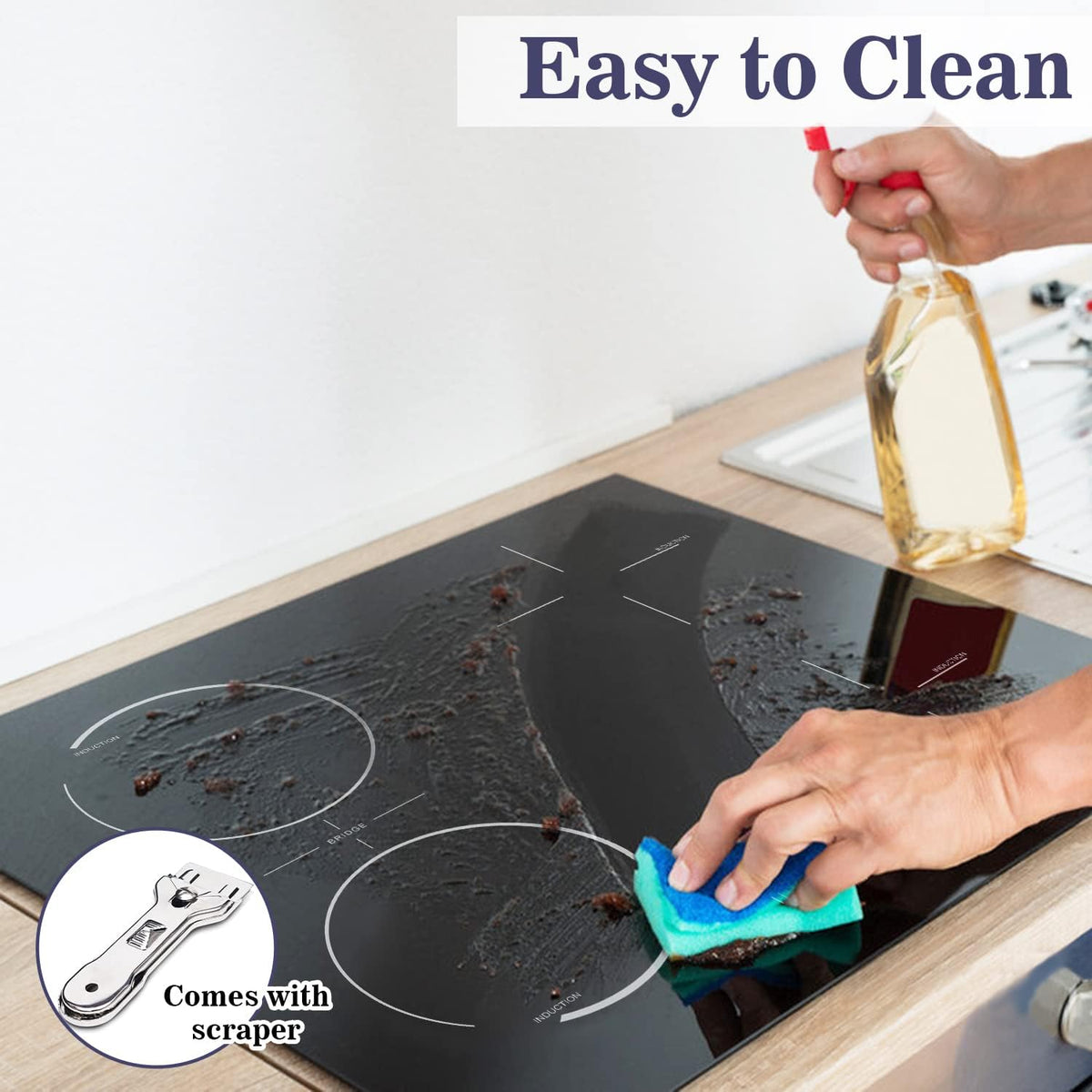 Hobsir Induction Hob with Flex Zone, Built-in Electric Hob 4 Burners 60 cm