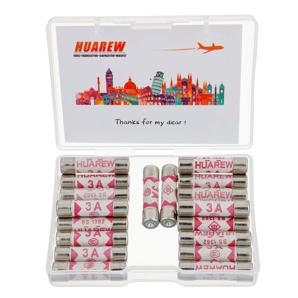 5 Values 100 Pcs 6.3x25 mm BS1362 1 3 5 10 13 A amp 240 V volt 0.248x0.984 Inch Ceramic Tube Fuses Assortment Kit